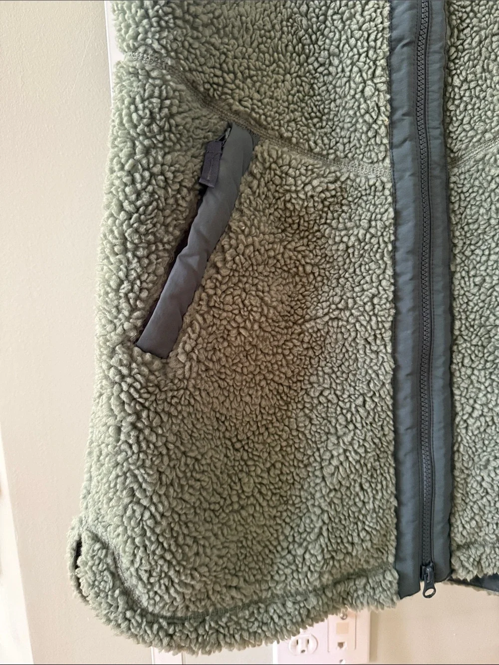 L.L.Bean Sage Green Sherpa Fleece Long Vest